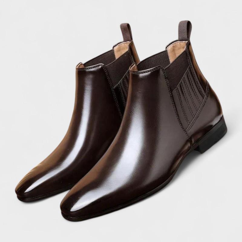 Peyton – Faux Leather Ankle Boots – Dark Brown / 39