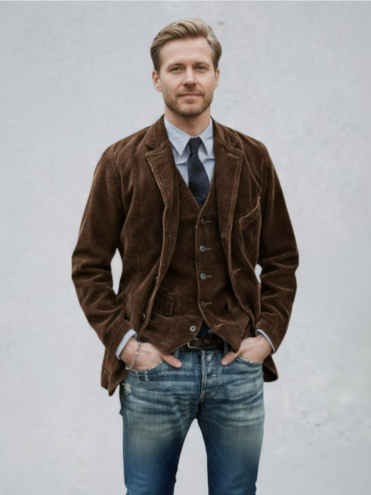 Radek – Vintage jacket and vest – Brown / S