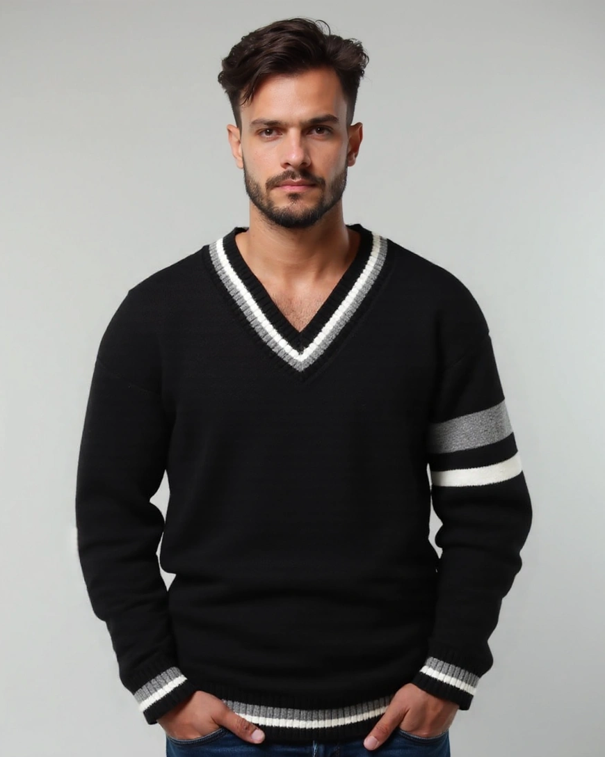 Rasmus – V-Neck Jumper – Blue / M