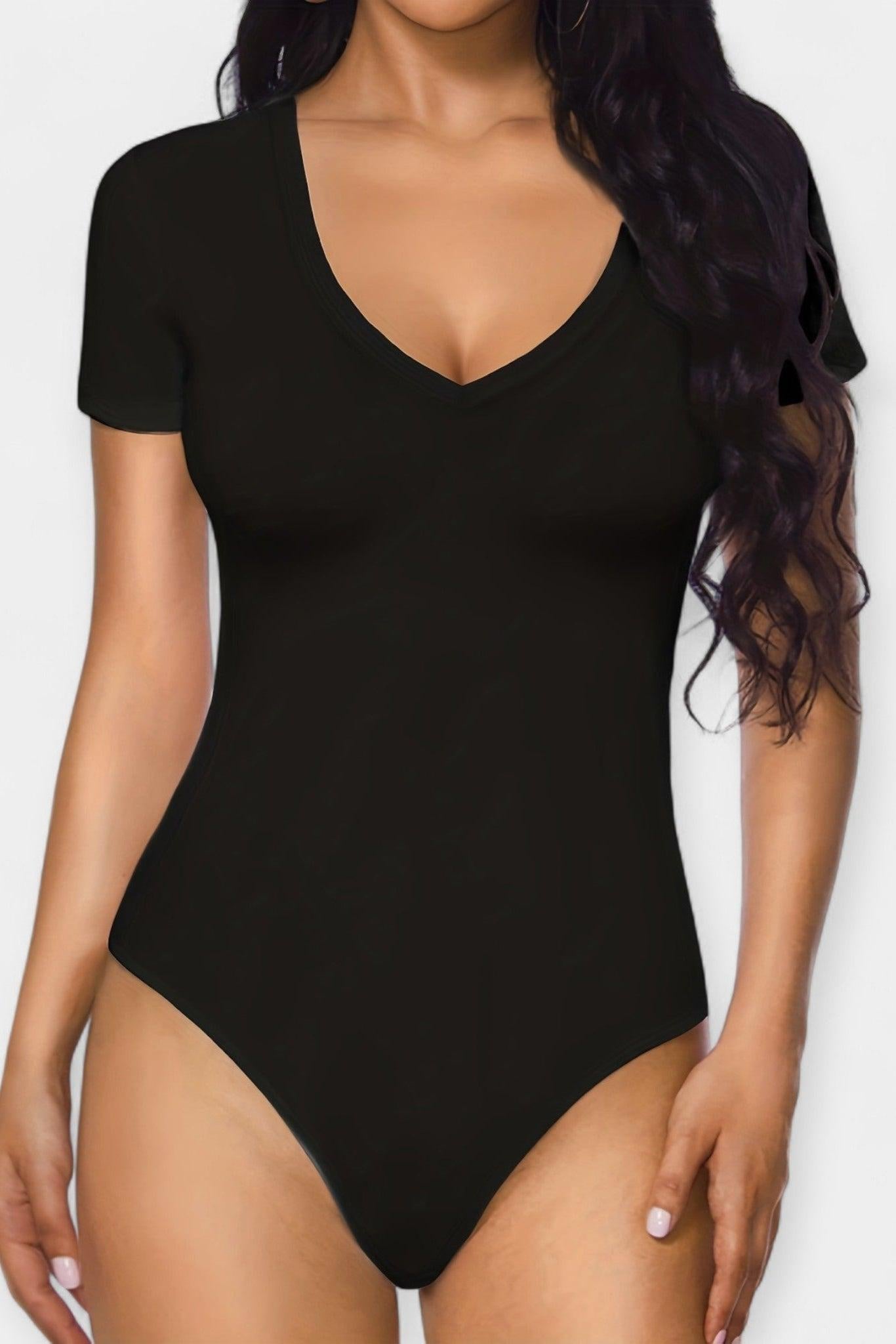 Ronja – V-neck bodysuit – Black / S