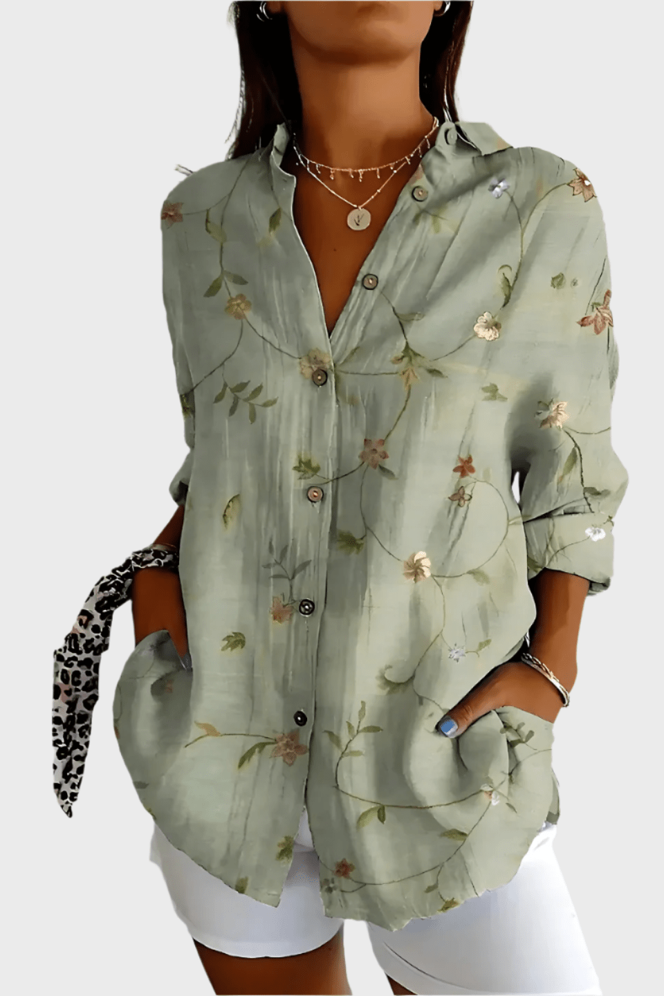 Rosa – Floral shirt – Green / S