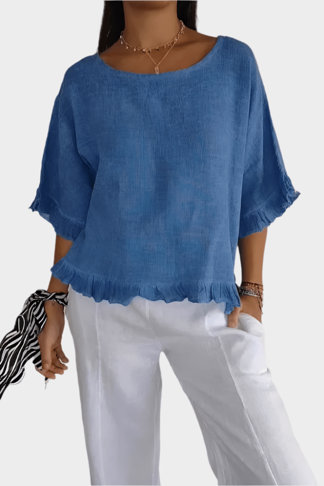 Saga – Linen Blouse – Blue / S