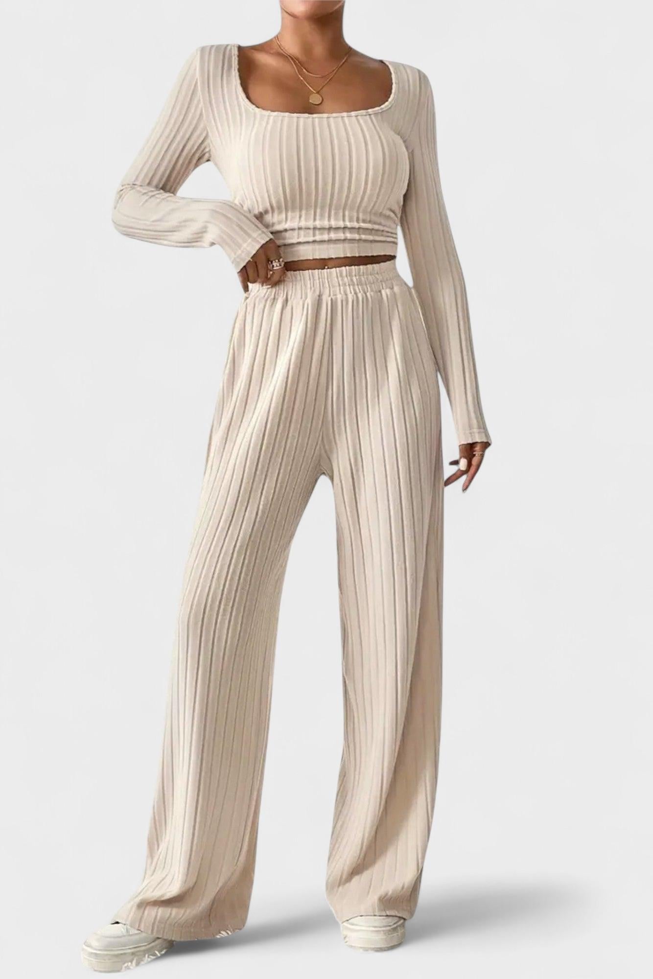 Selma – Long sleeve set – Beige / S