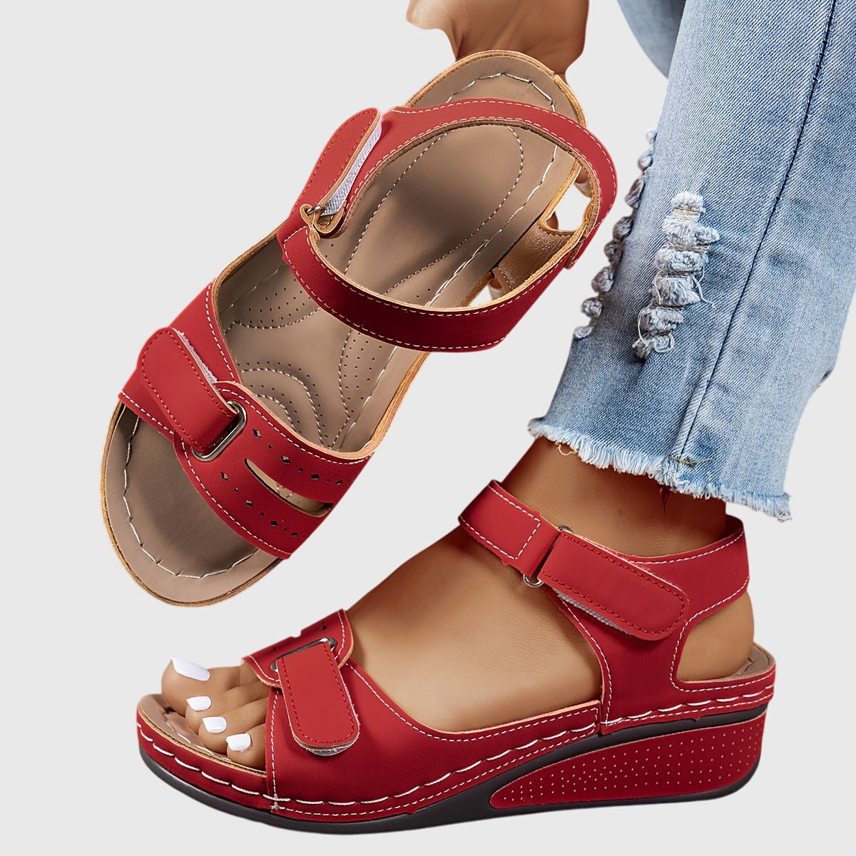 Selma – Supportive Sandals – Red / 35