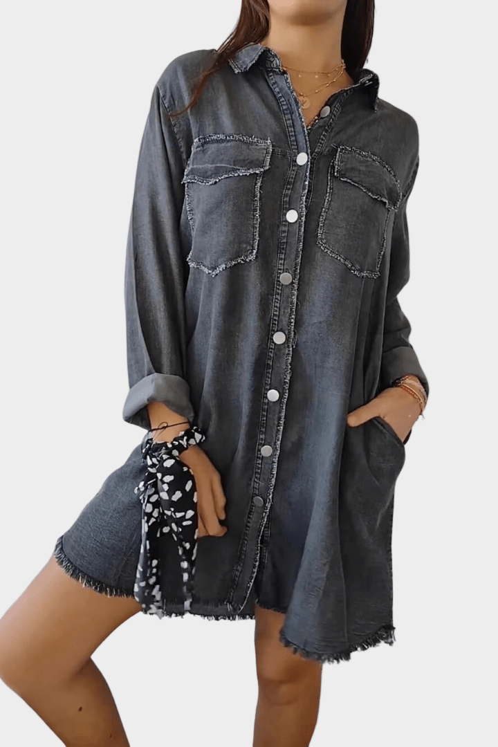 Sidsel – Denim shirt dress – Dark Grey / S