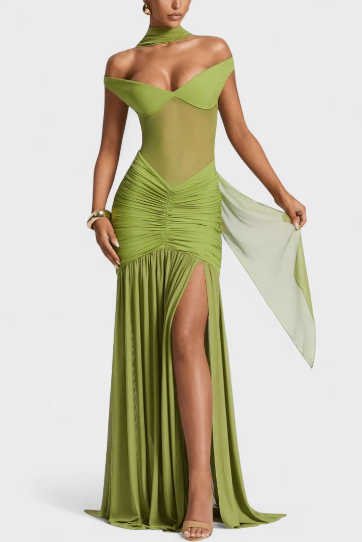 Silke – Maxi dress – Olive Green / XS