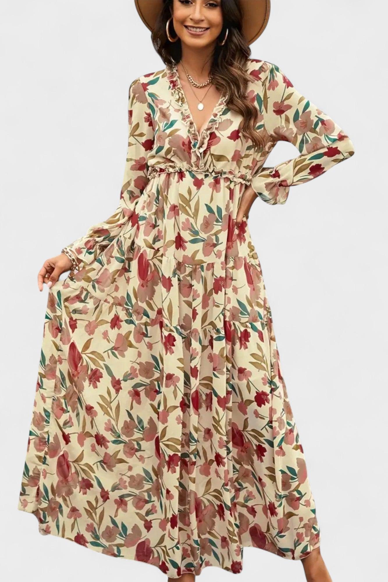 Sofia – Maxi floral dress – Yellow / S
