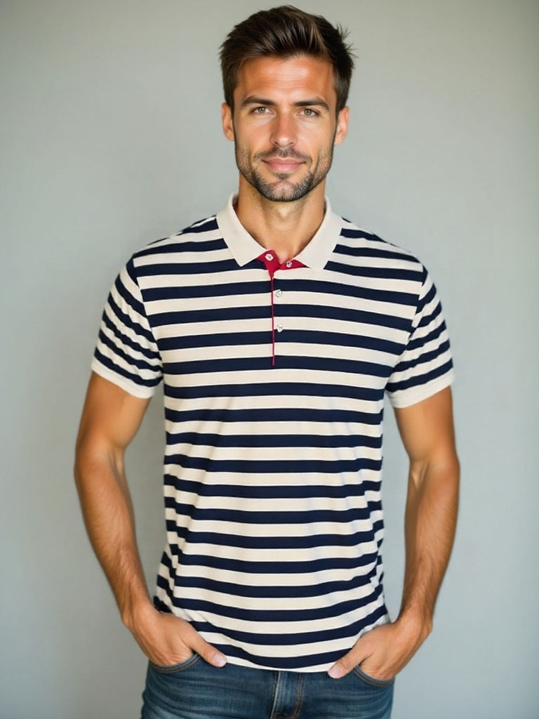 Sten™ – Striped Summer Polo – Red / M