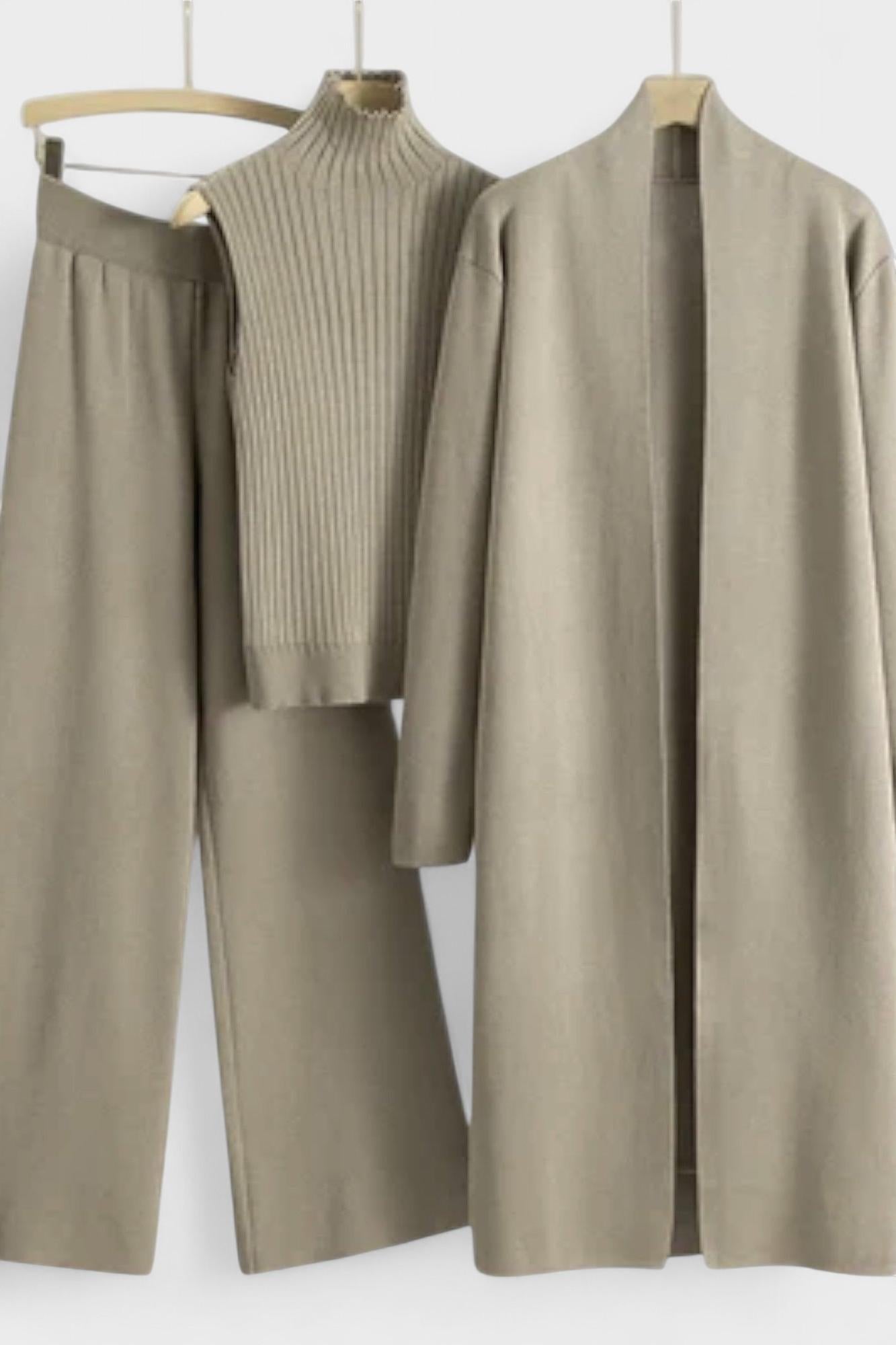 Stine – Rib knit set – Beige / XS