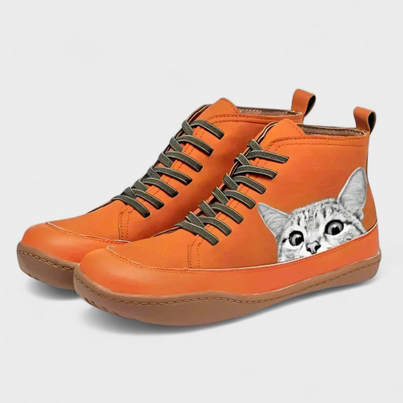Tanja – Cat-Inspired Boots – Orange / 35