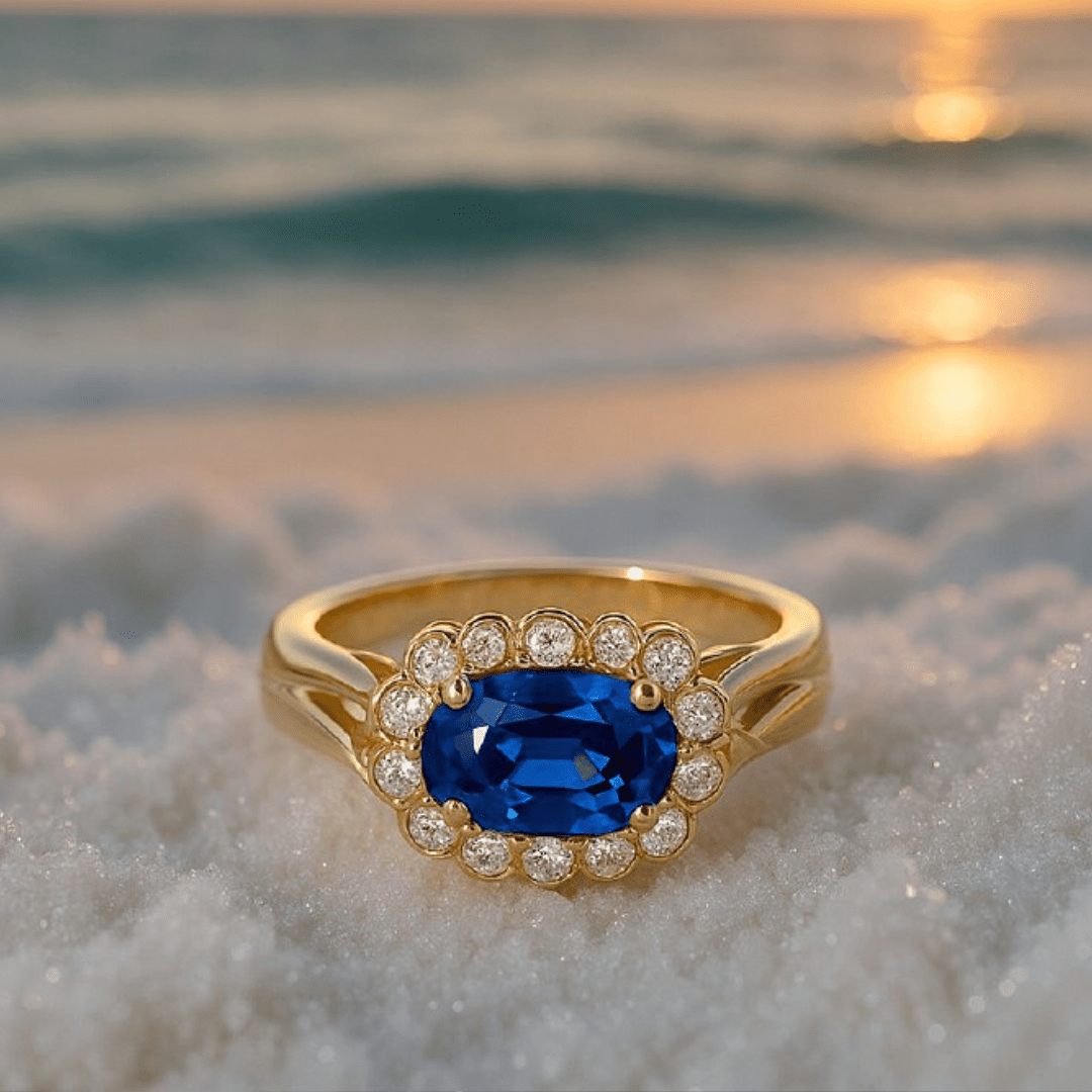 Tanja – Silver ring blue crystal – 15