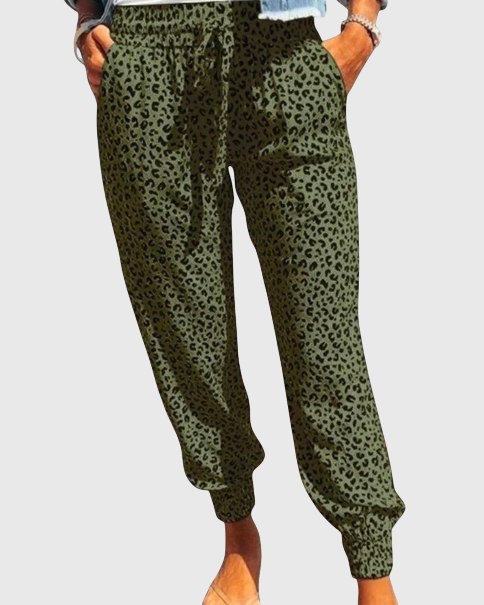 Thilde – Lion Print Pants – Green / S