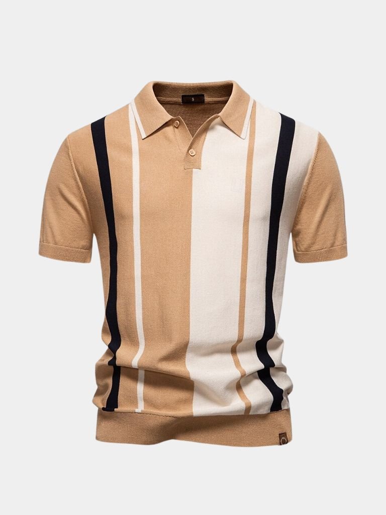 Thomas – Retro Striped Polo – Black / S
