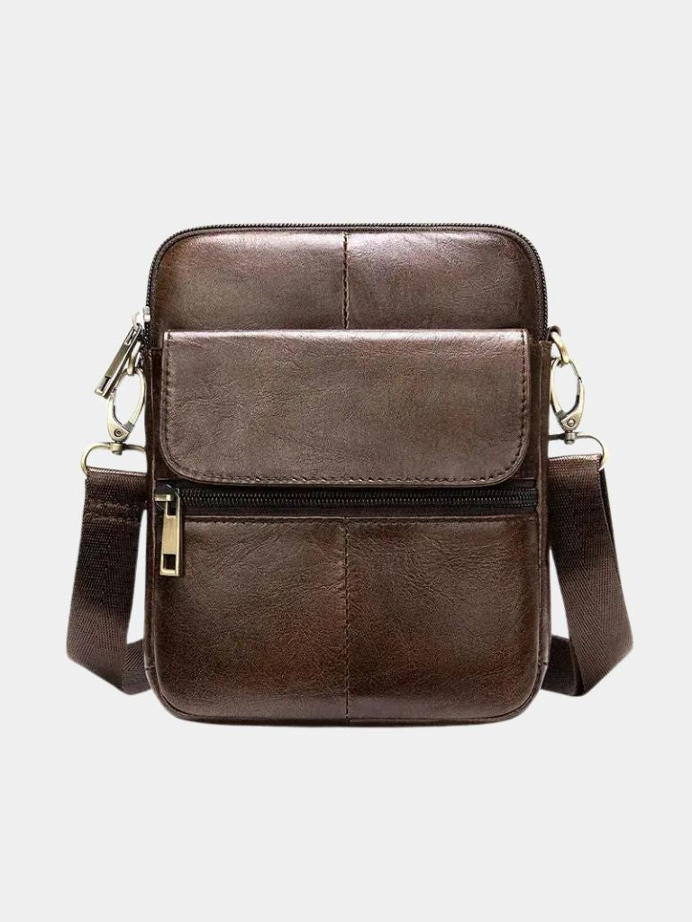 Tobias – Leather Crossover Bag – Brown