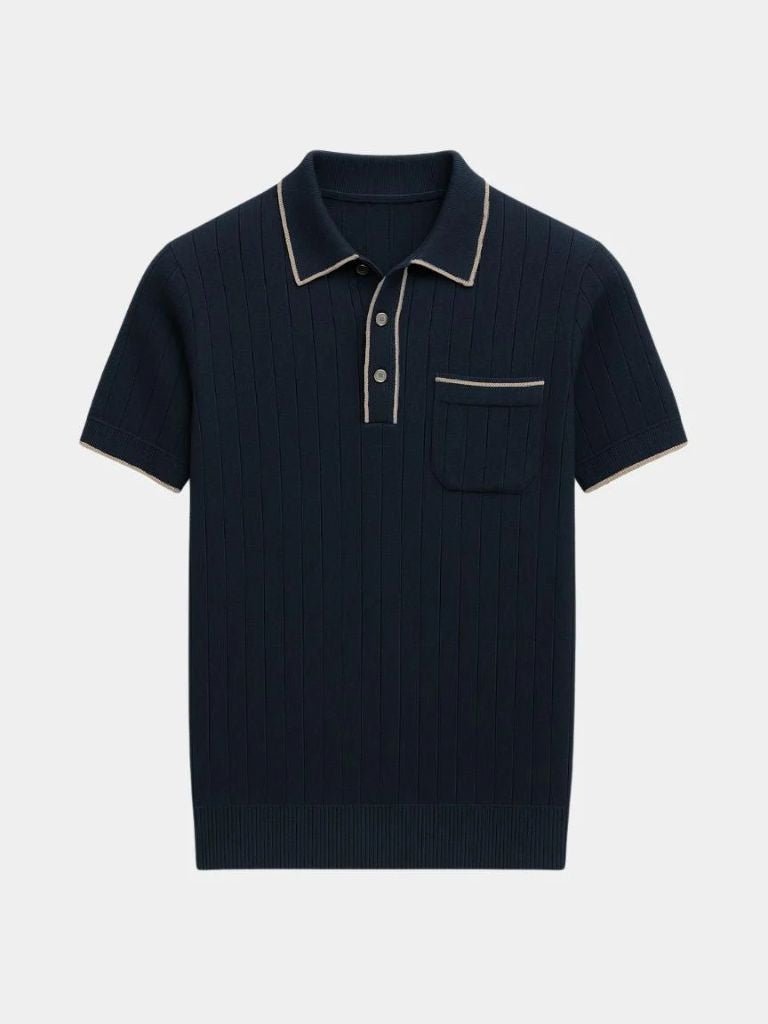 Tobias – Old Money Knit Polo – Navy Blue / M