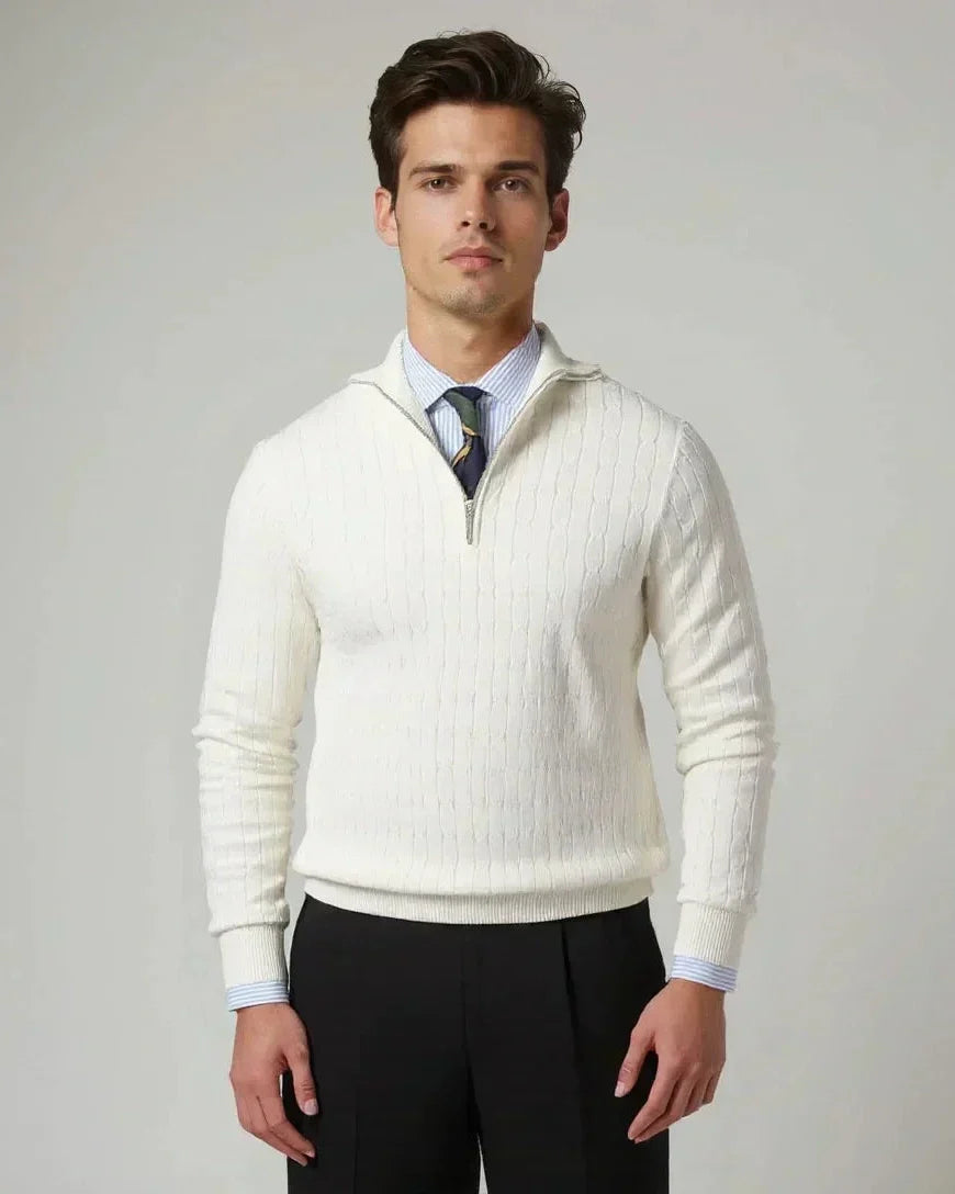 Tobias – Zip Jumper with Pattern – Black / M
