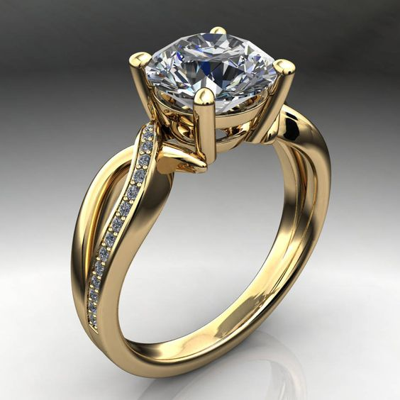 Vintage braided ring in gold with zircon – 16