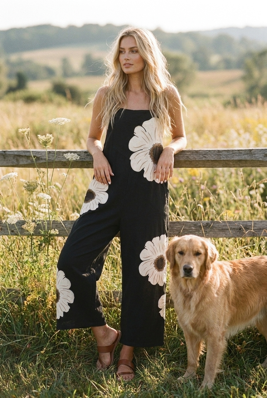 Comfortable printed overalls