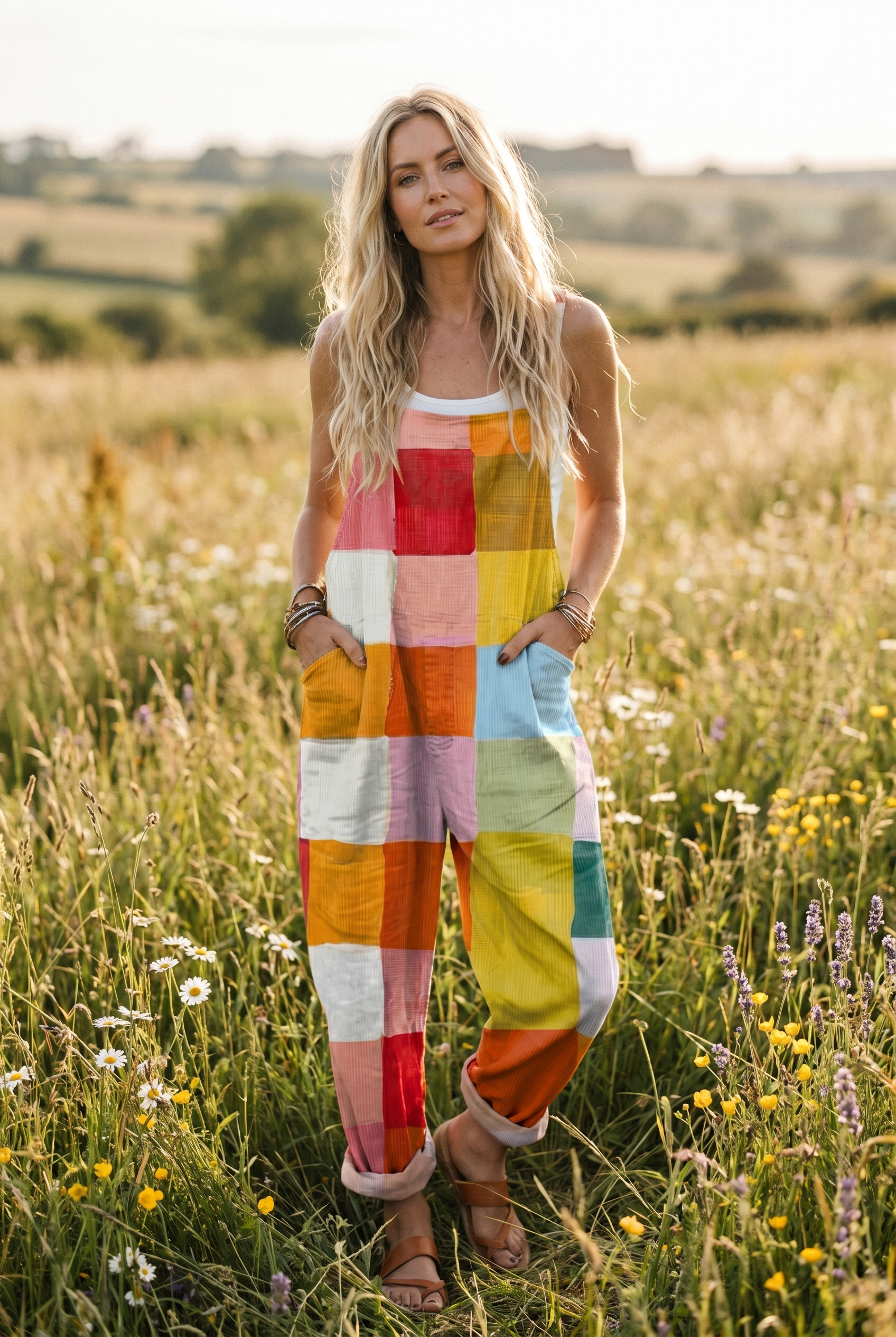 Comfortable printed overalls