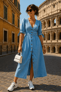 Alma – Denim dress – Blue / L