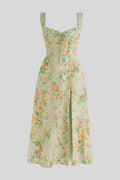 Amelie – Midi dress – Green with floral print / S