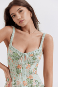 Amelie – Midi dress – Green with floral print / M