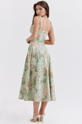 Amelie – Midi dress – Green with floral print / L