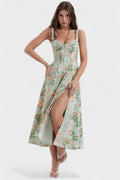 Amelie – Midi dress – Green with floral print / XS