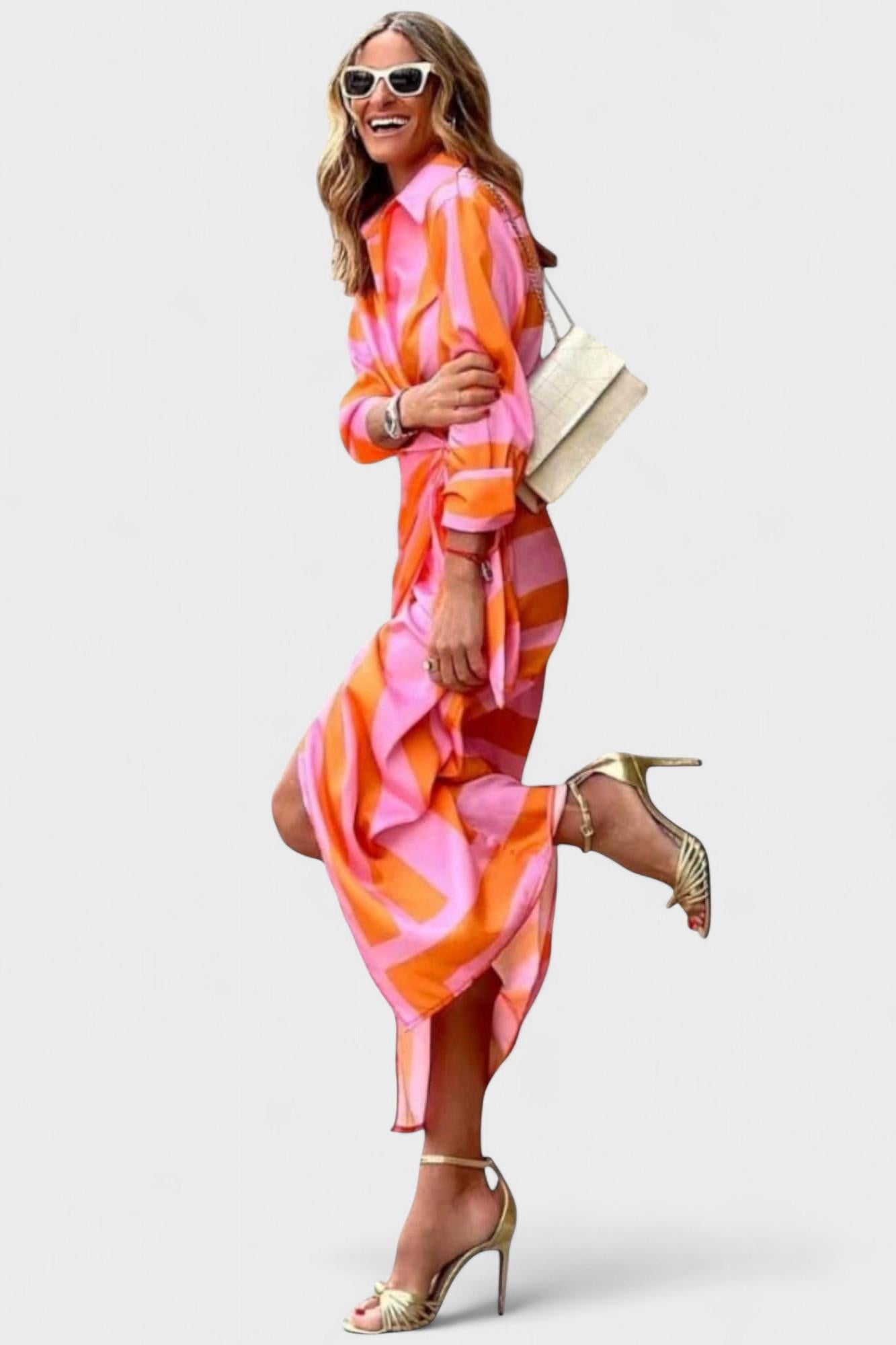 Andrea – Light summer dress – Pink / Orange / S