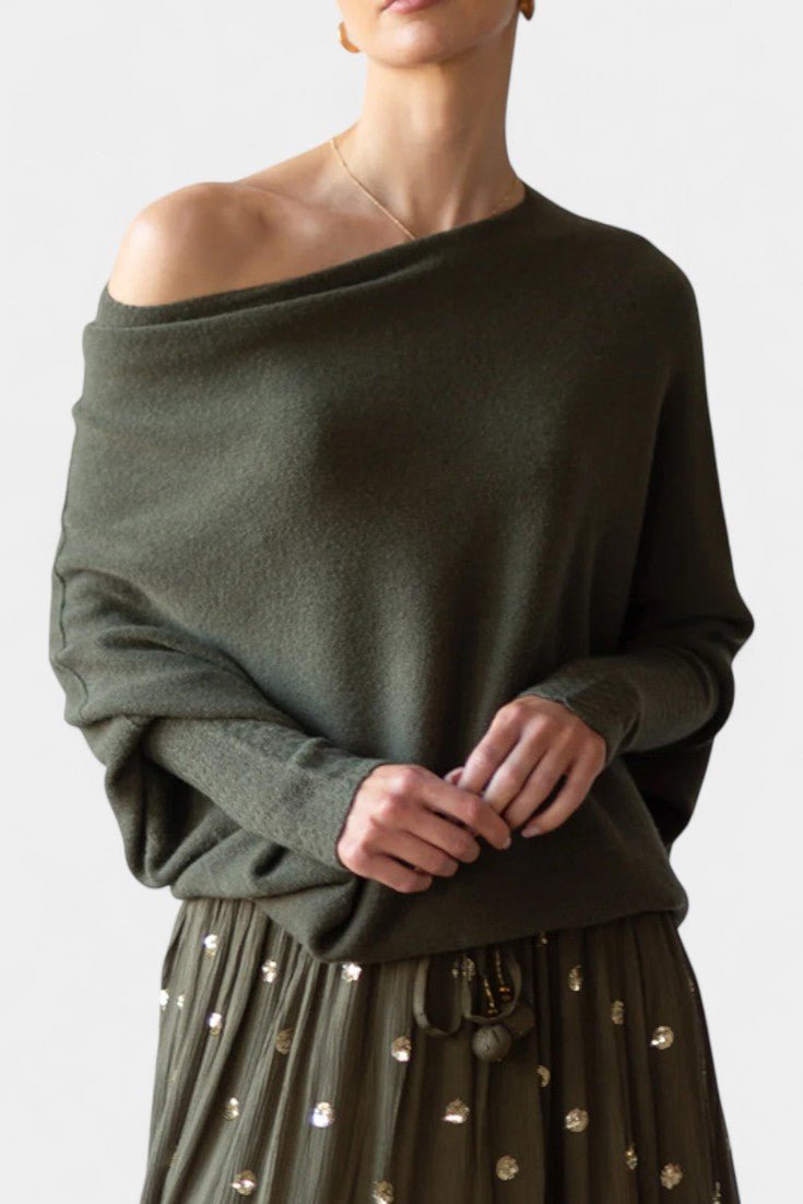 Andrea – Off-shoulder shirt – Green / S