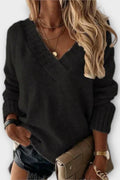 Anette – V-Neck Jumper – Black / S