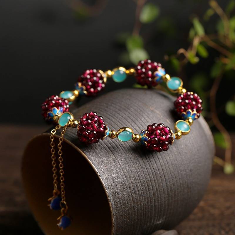 Berries bracelet in natural stone – Blue / One Size