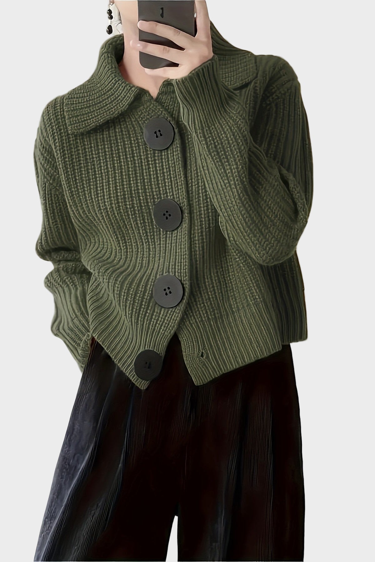 Astrid – Olive Green Cardigan – S