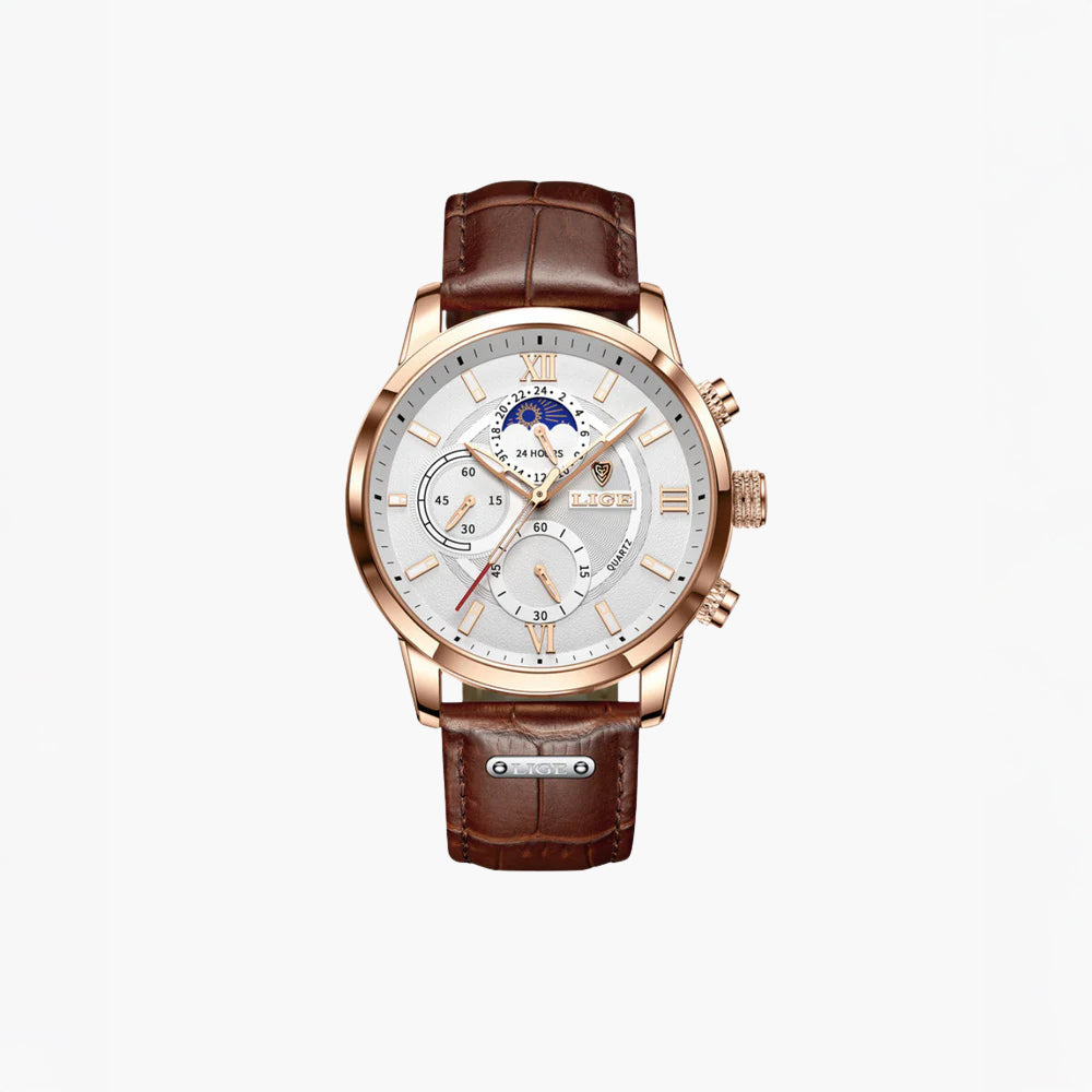 Belluno – Classic leather Watch – Brown / White