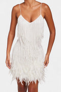 Bodil – Mini Feather Dress – White / M