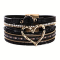 Boho Multilayer Leather Bracelet – Black