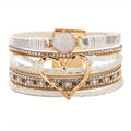 Boho Multilayer Leather Bracelet – Red