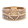 Boho Multilayer Leather Bracelet – White