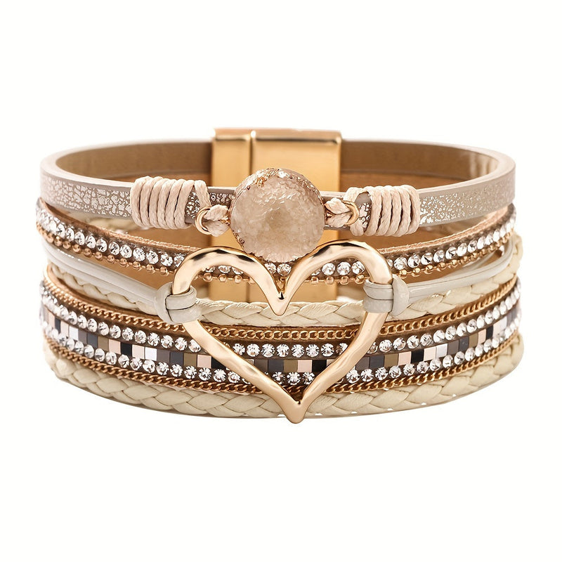 Boho Multilayer Leather Bracelet – White