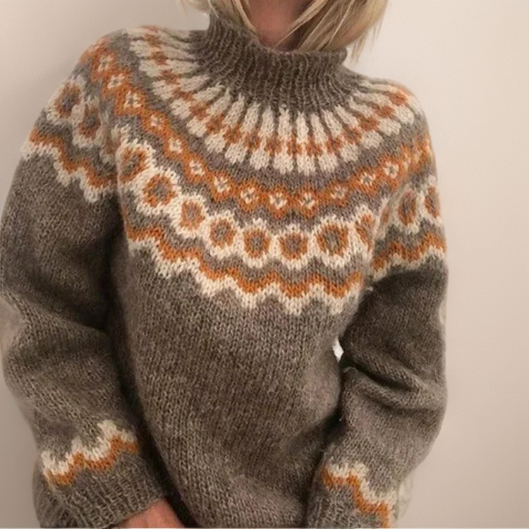 Carla – Vintage Icelandic Knit Jumper – Orange / S