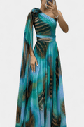 Cedara – Floral dress – Light Blue / XL