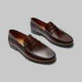 Chic Leather Penny Loafers – Dark Brown / 41