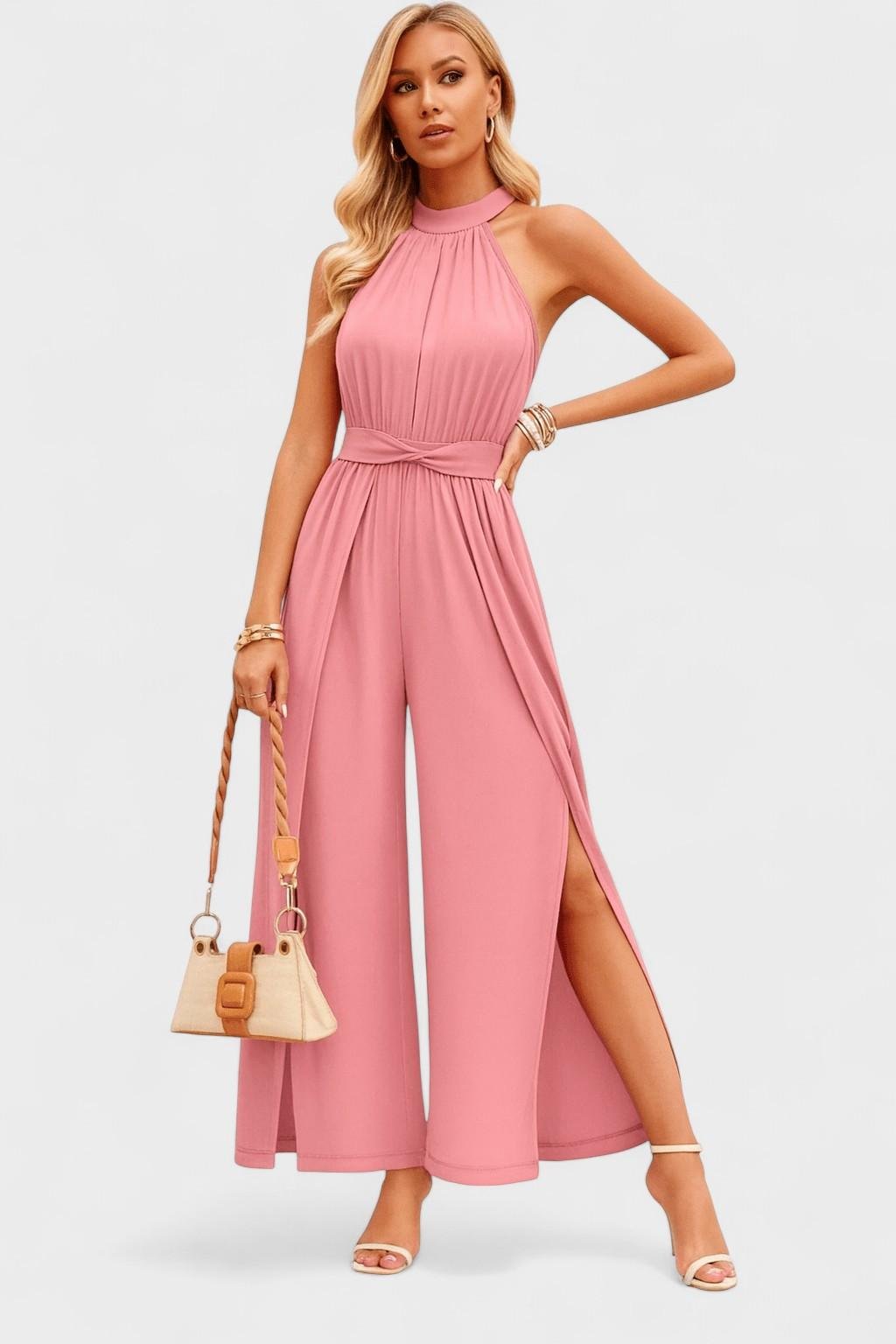 Clara – Asymmetric jumpsuit – Pink / S