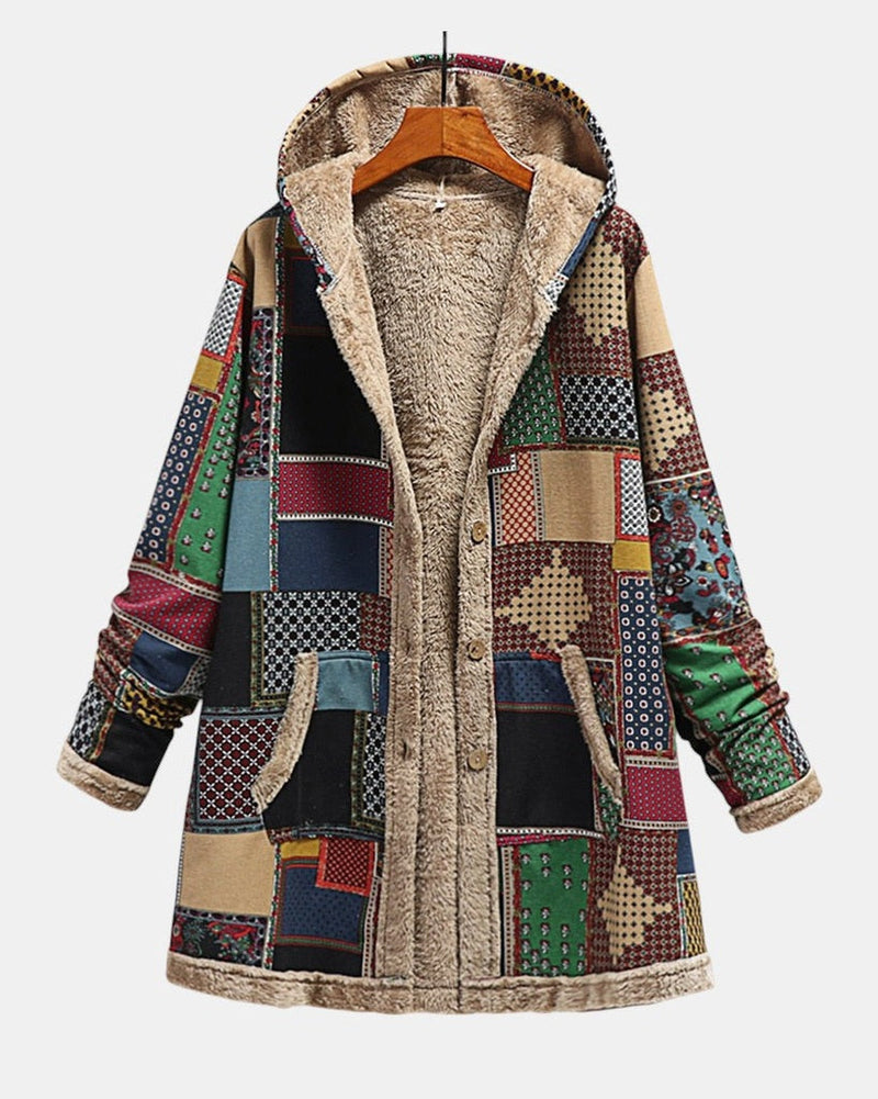 Efterår – Down to Earth Patchwork Cosy Hooded Jacket – S