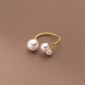 Elegant Ring with Trio of Pearls – Adjustable / Silver