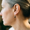 Elegant gold earrings with black zirconia – image 2