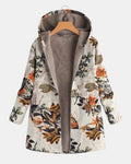 Elena – Boho Floral Sherpa Hooded Coat – M