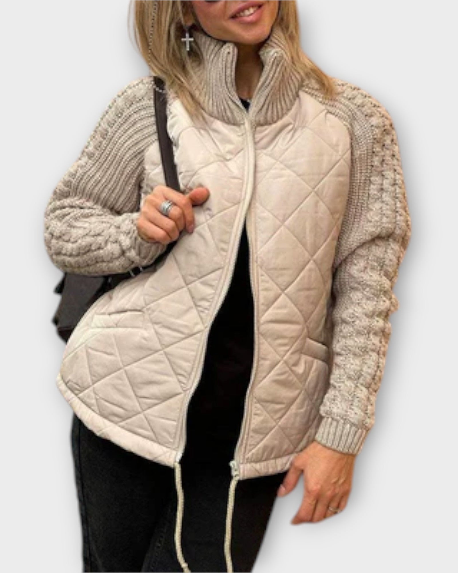 Elin – High collar jacket – Khaki / S
