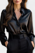 Ellen – Satin shirt – Black / S