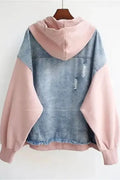 Ellen – Two-tone denim jacket – Pink / M